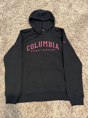 Men's Black Hoodie with Pink Logo